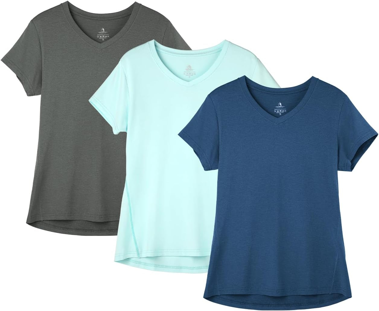 Women'S Workout Running T-Shirt Yoga Fitness V-Neck Short-Sleeve Tops Sports Shirt, 3 Pack