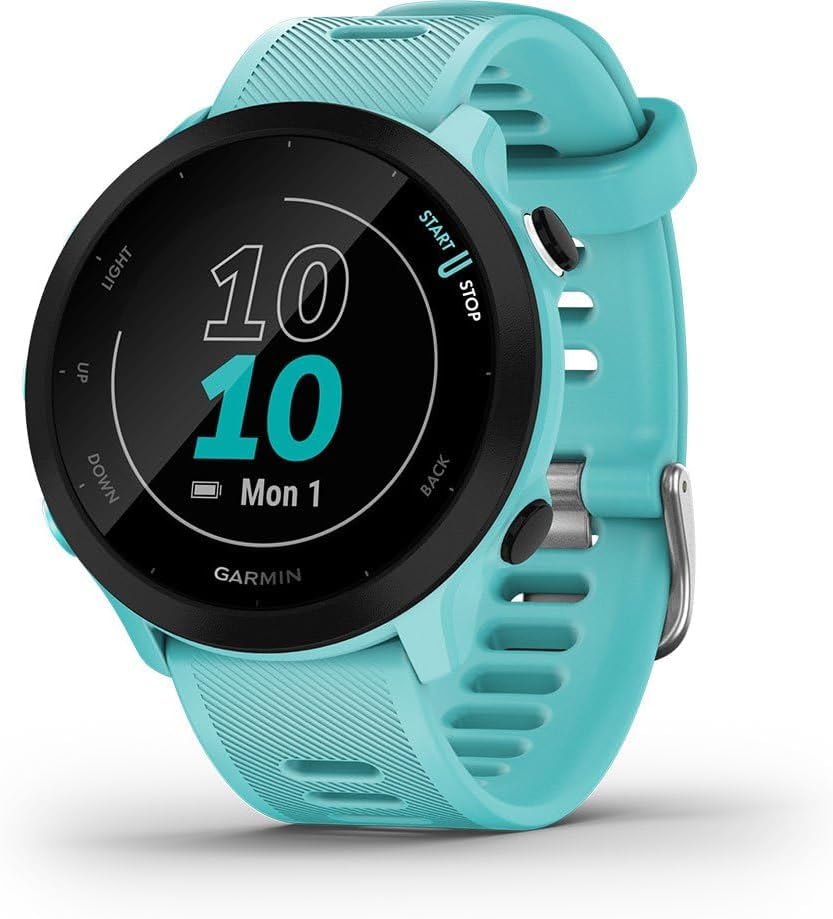 Forerunner 55 GPS 42Mm Running Smartwatch, Easy to Use, Lightweight, Training Guidance, Safety & Tracking Features, Aqua