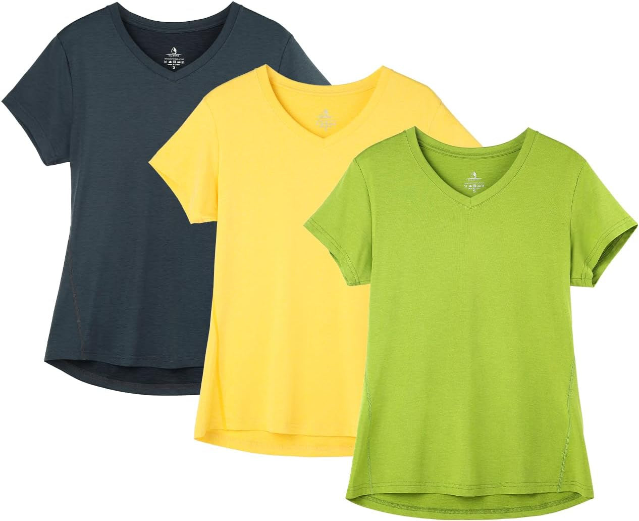 Women'S Workout Running T-Shirt Yoga Fitness V-Neck Short-Sleeve Tops Sports Shirt, 3 Pack