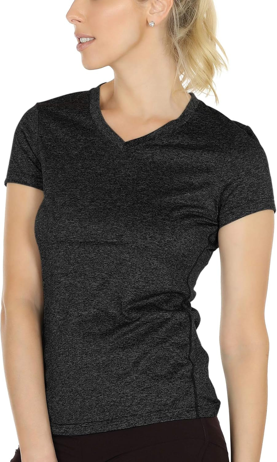 Women'S Workout Running T-Shirt Yoga Fitness V-Neck Short-Sleeve Tops Sports Shirt, 3 Pack