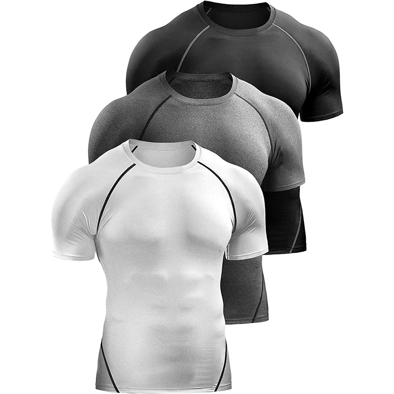 2024 Compression T Shirt Men Summer Sportswear Running T-Shirt Elastic Quick Dry Sport Tops Tee Athletic Gym Workout Shirts Men