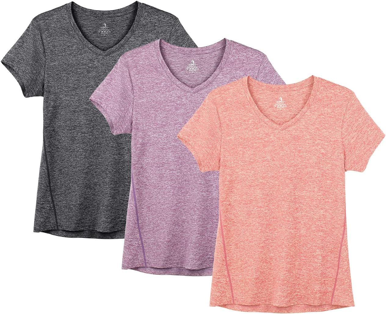 Women'S Workout Running T-Shirt Yoga Fitness V-Neck Short-Sleeve Tops Sports Shirt, 3 Pack