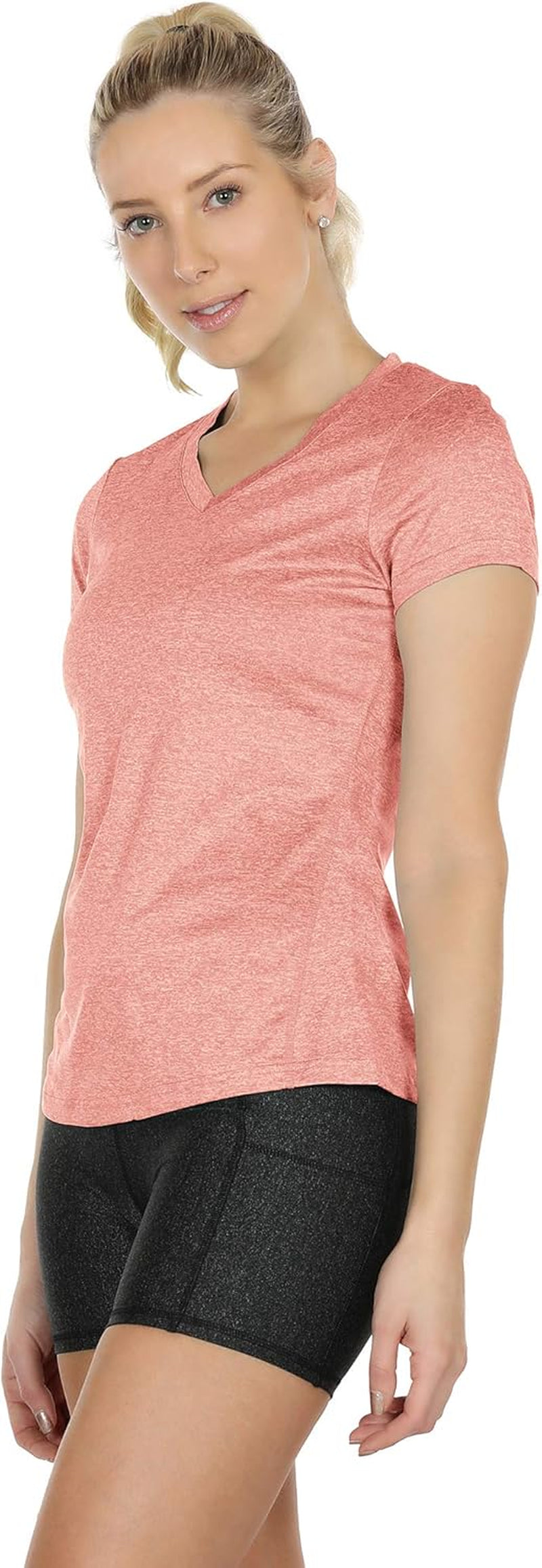 Women'S Workout Running T-Shirt Yoga Fitness V-Neck Short-Sleeve Tops Sports Shirt, 3 Pack