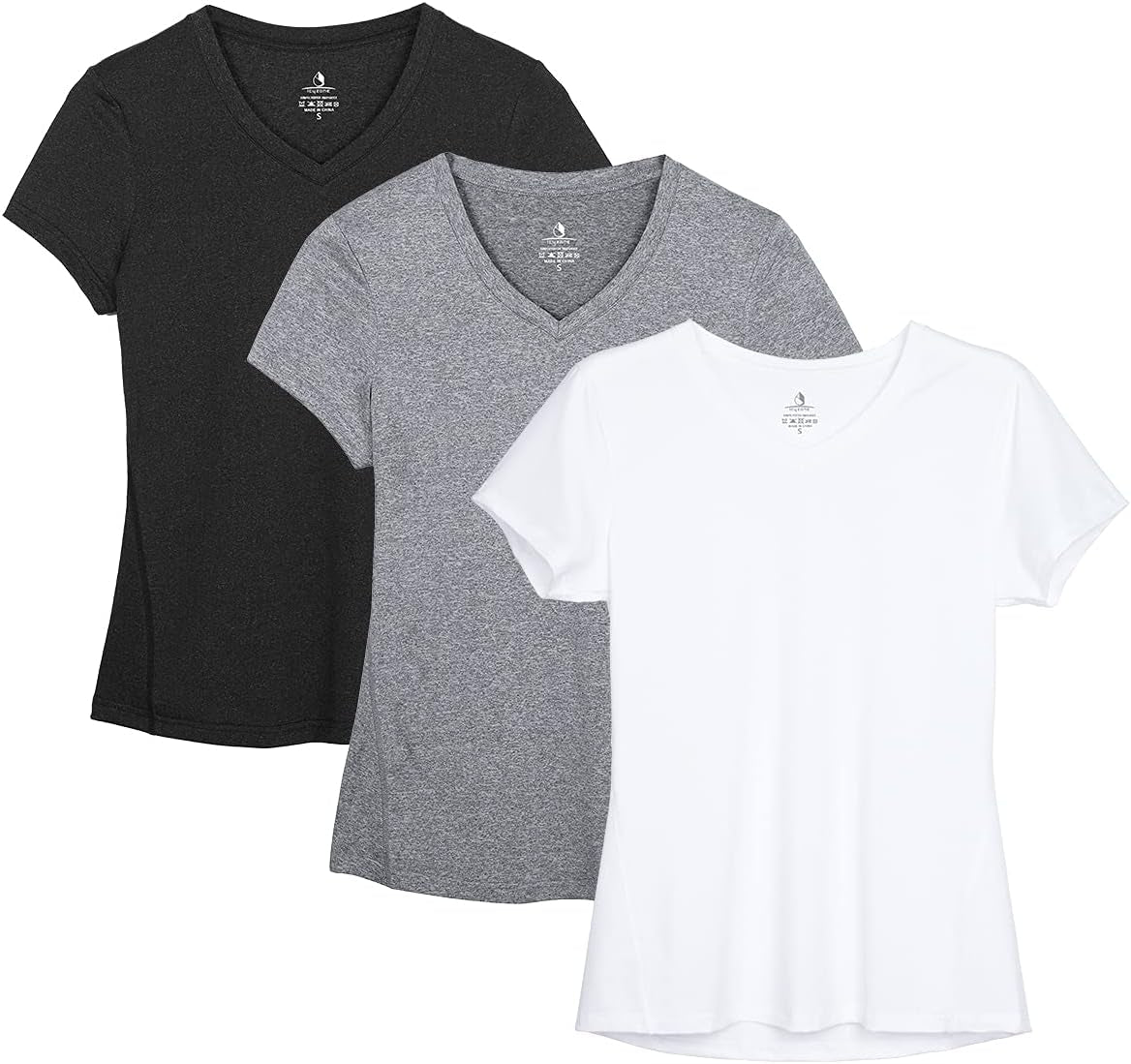 Women'S Workout Running T-Shirt Yoga Fitness V-Neck Short-Sleeve Tops Sports Shirt, 3 Pack