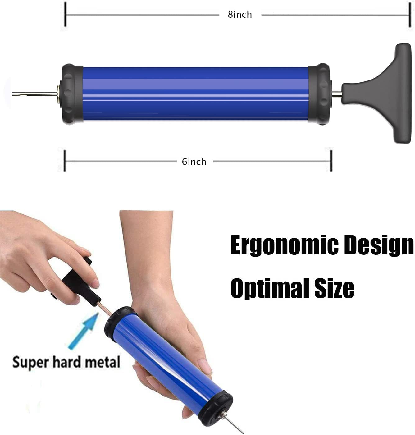 Portable Ball Pump,Air Pump Inflator Kit with Needle,Nozzle, Extension Hose Hand Pumps for Basketball Football Volleyball Water Polo Rugby Exercise Sports Ball Balloon Swim Inflatables