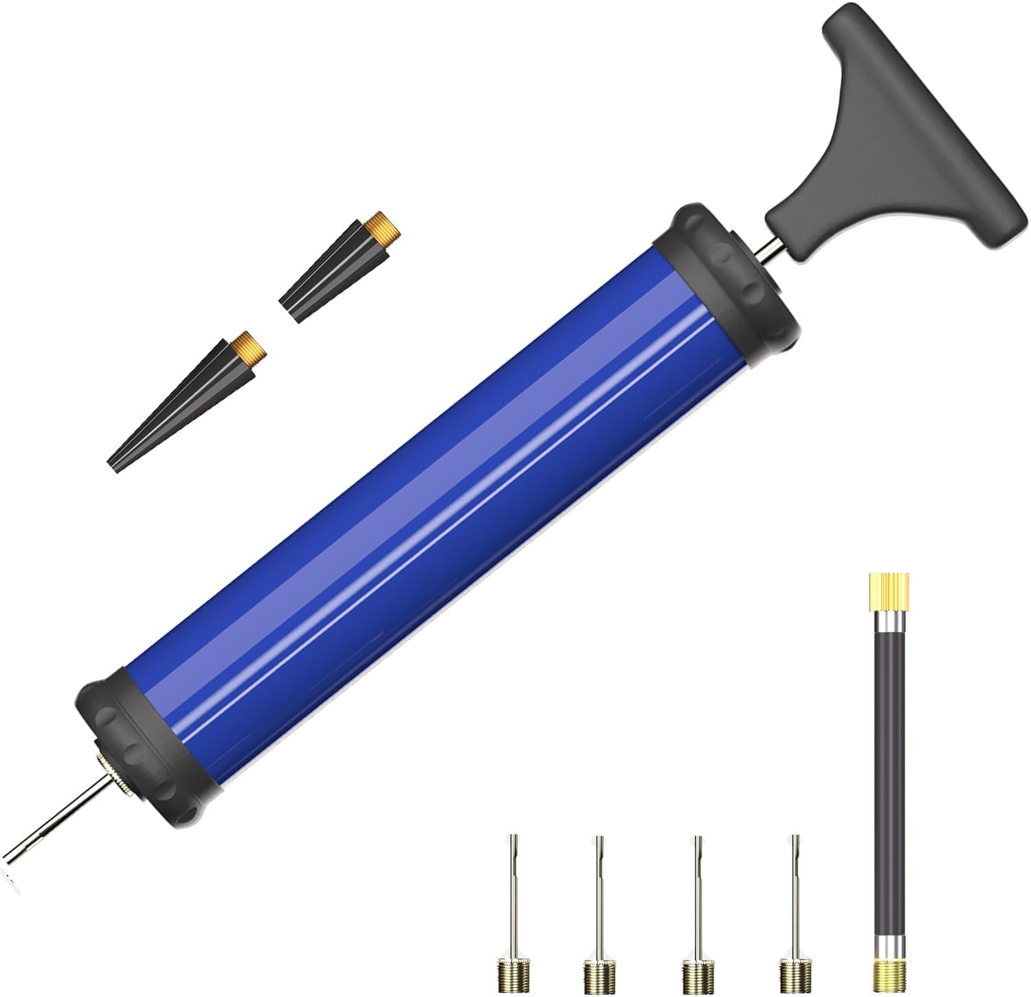 Portable Ball Pump,Air Pump Inflator Kit with Needle,Nozzle, Extension Hose Hand Pumps for Basketball Football Volleyball Water Polo Rugby Exercise Sports Ball Balloon Swim Inflatables