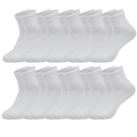 10 Pairs of Men'S Mid-Calf Socks Black, White and Gray Cotton Socks for All Seasons, Solid Color Match