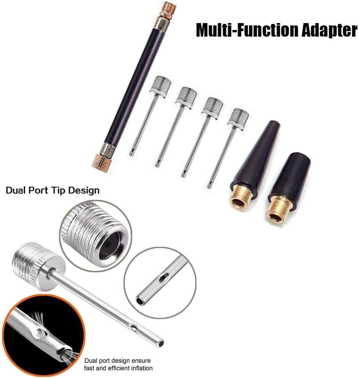Portable Ball Pump,Air Pump Inflator Kit with Needle,Nozzle, Extension Hose Hand Pumps for Basketball Football Volleyball Water Polo Rugby Exercise Sports Ball Balloon Swim Inflatables