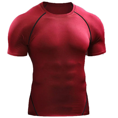 2024 Compression T Shirt Men Summer Sportswear Running T-Shirt Elastic Quick Dry Sport Tops Tee Athletic Gym Workout Shirts Men