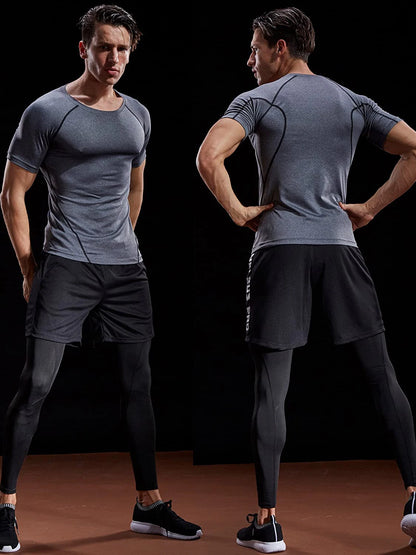 2024 Compression T Shirt Men Summer Sportswear Running T-Shirt Elastic Quick Dry Sport Tops Tee Athletic Gym Workout Shirts Men