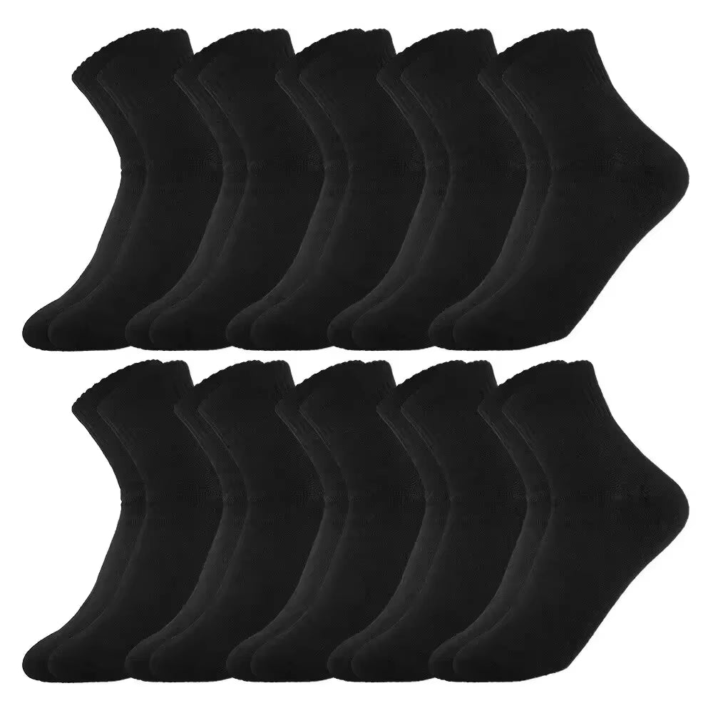 10 Pairs of Men'S Mid-Calf Socks Black, White and Gray Cotton Socks for All Seasons, Solid Color Match