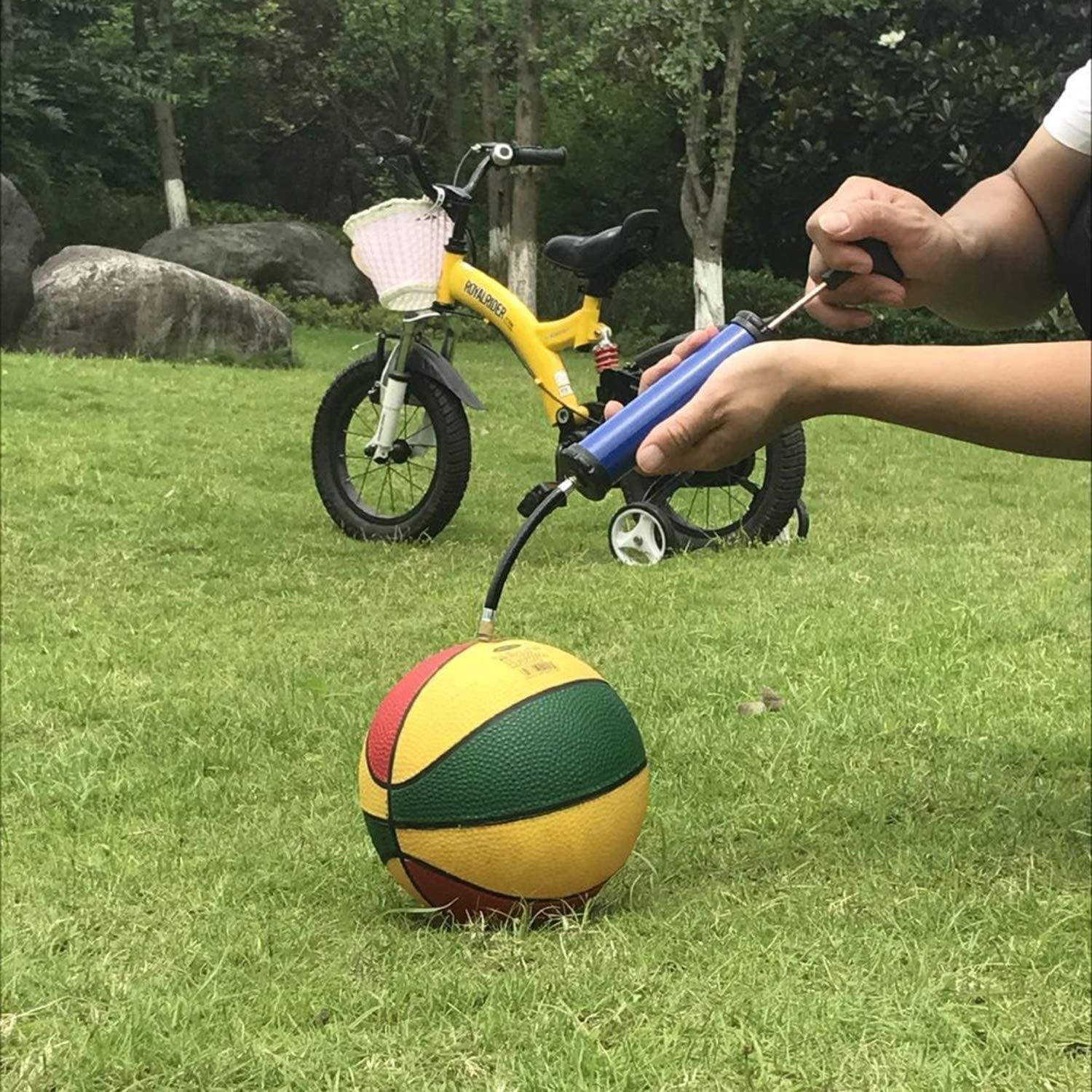 Portable Ball Pump,Air Pump Inflator Kit with Needle,Nozzle, Extension Hose Hand Pumps for Basketball Football Volleyball Water Polo Rugby Exercise Sports Ball Balloon Swim Inflatables